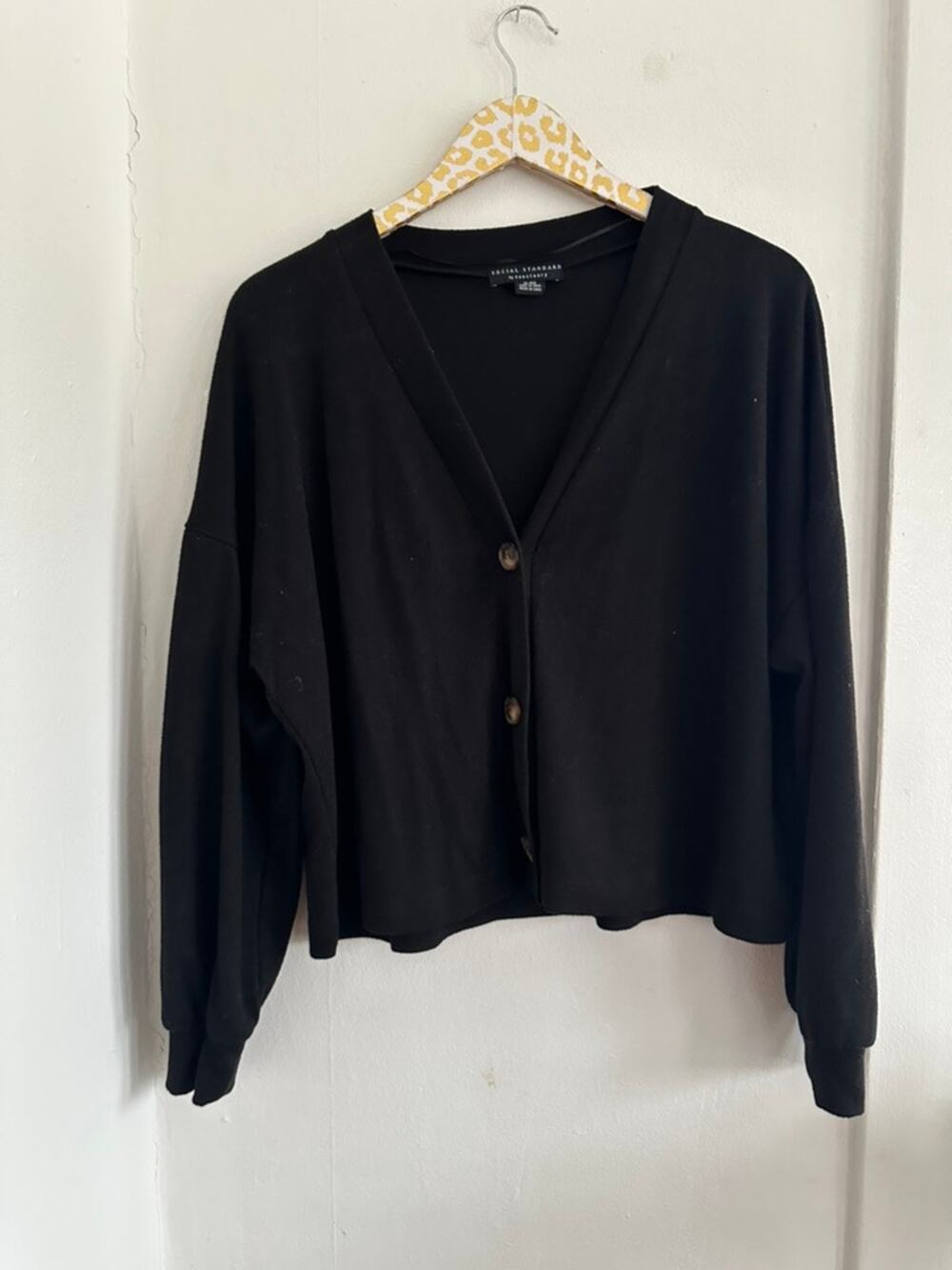 Social Standard Women' Black Button Front Cardigan Sweater | Size XL